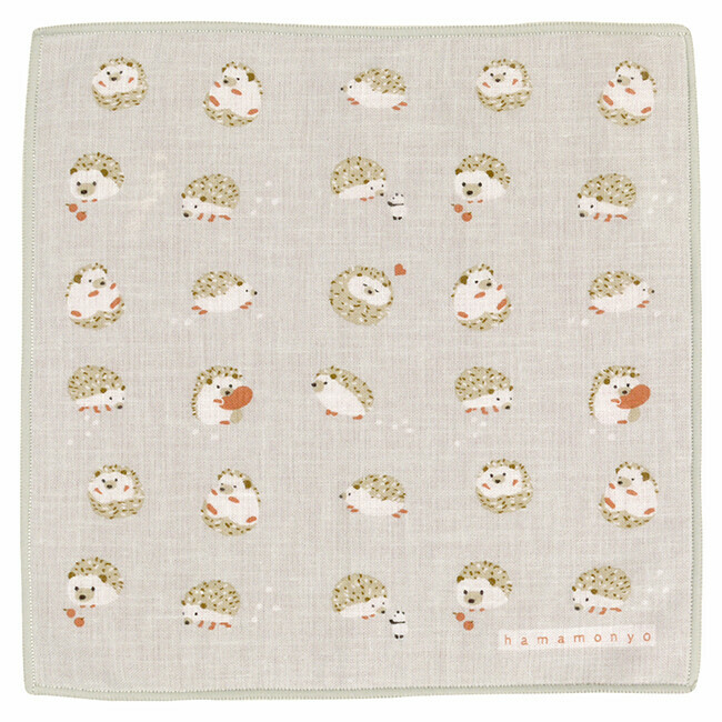 濱文様 刺蝟灰色手帕