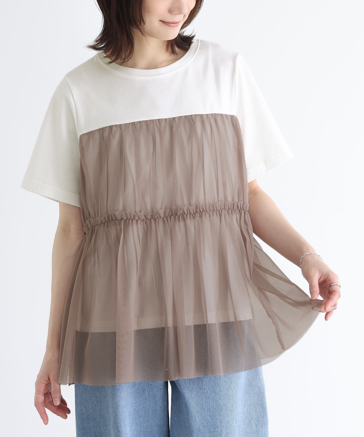 預購 - JP 前幅拼紗Top