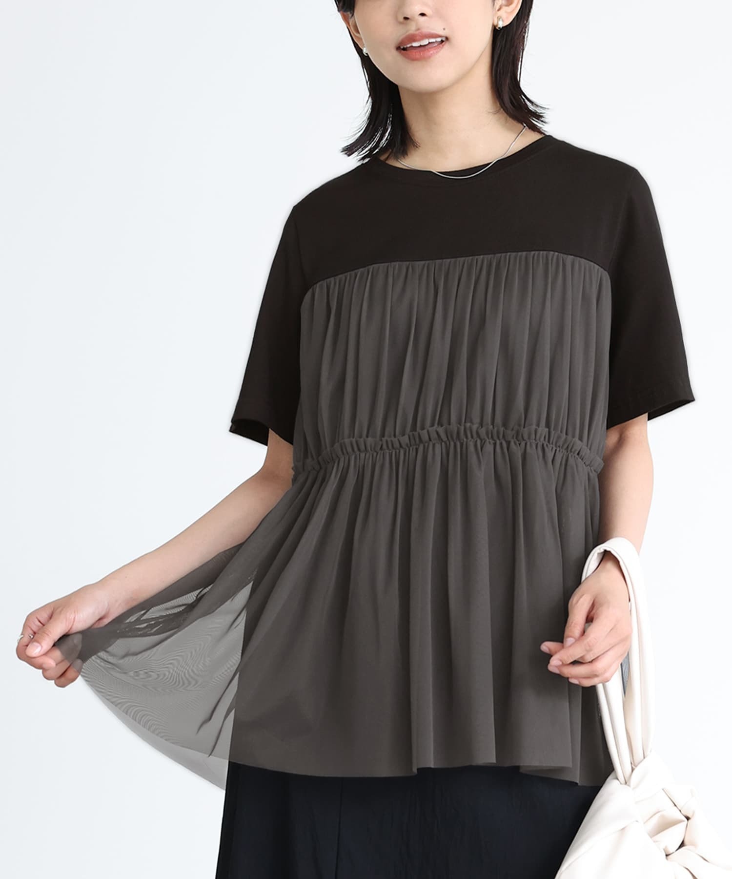 預購 - JP 前幅拼紗Top