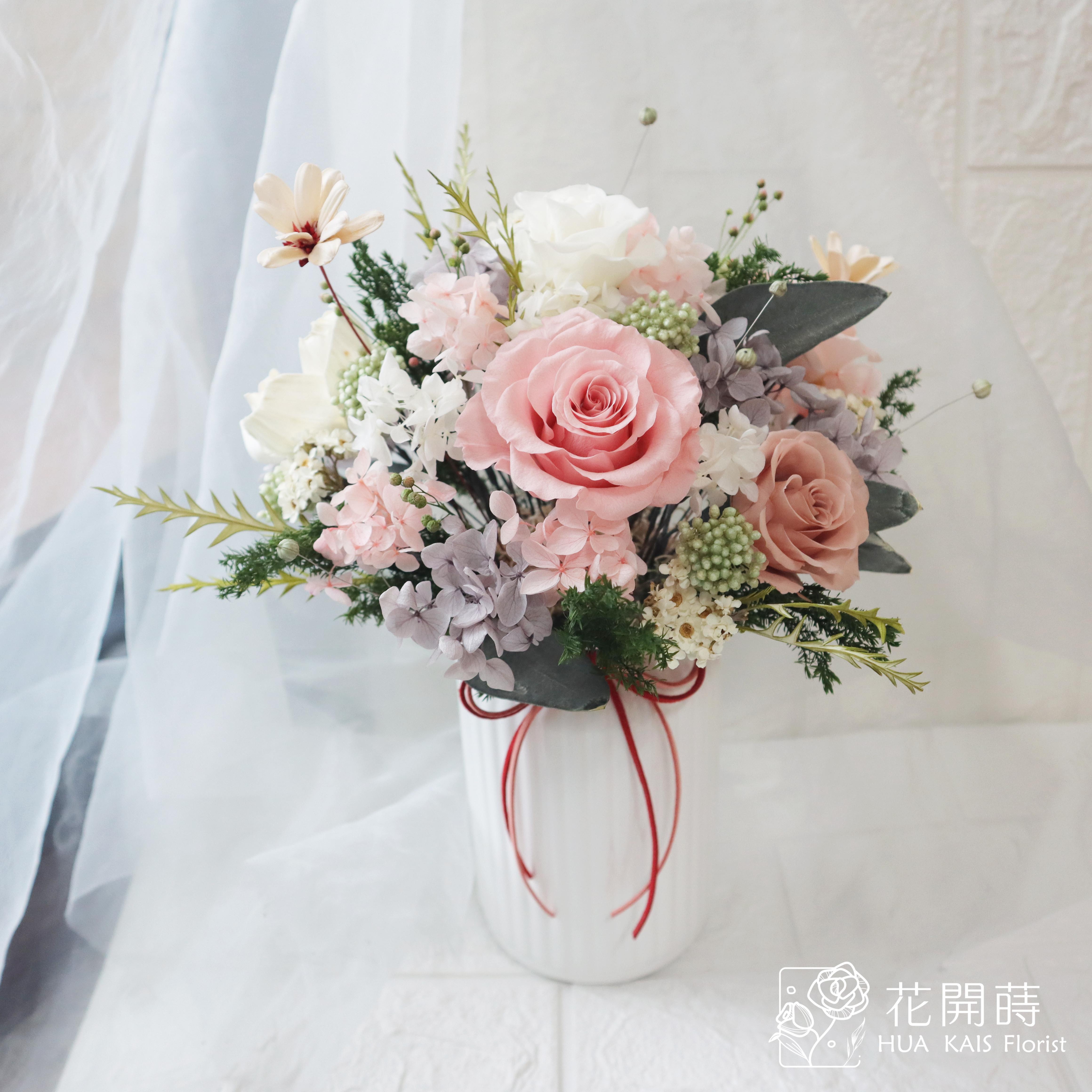 永生桌花|春日粉圓型桌花(L)|開幕賀禮|新居賀禮|母親節禮物|永生花禮