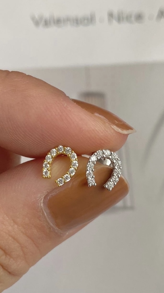 S925 shiny horse shoe pierce