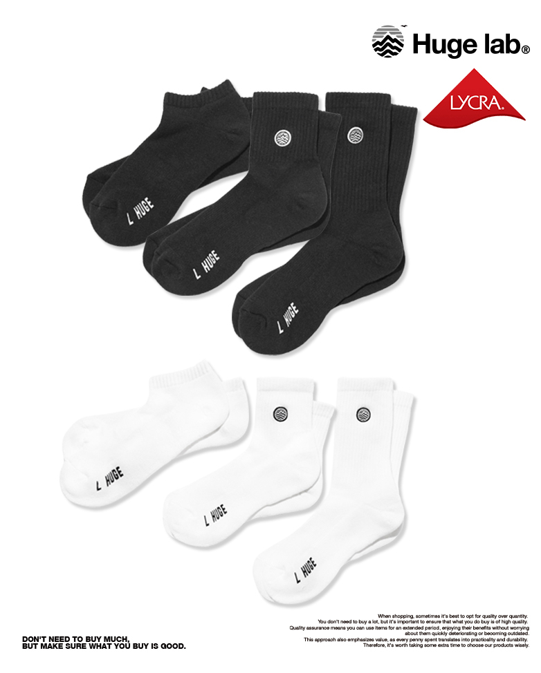 Huge Lab. 台灣製加厚毛巾底 厚底刺繡機能運動休閒襪