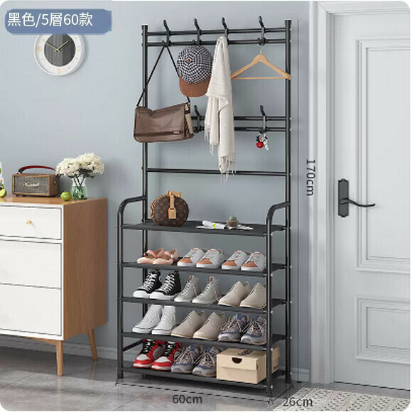 Hot recommended shoe rack simple doorway indoor good-looking shoe rack household economical multi-layer shoe cabinet (black-5 layers 60)
