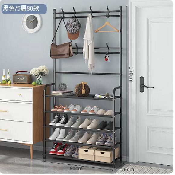 Hot recommended simple doorway indoor good-looking shoe rack household economical multi-layer shoe cabinet (black-5 layers 80)