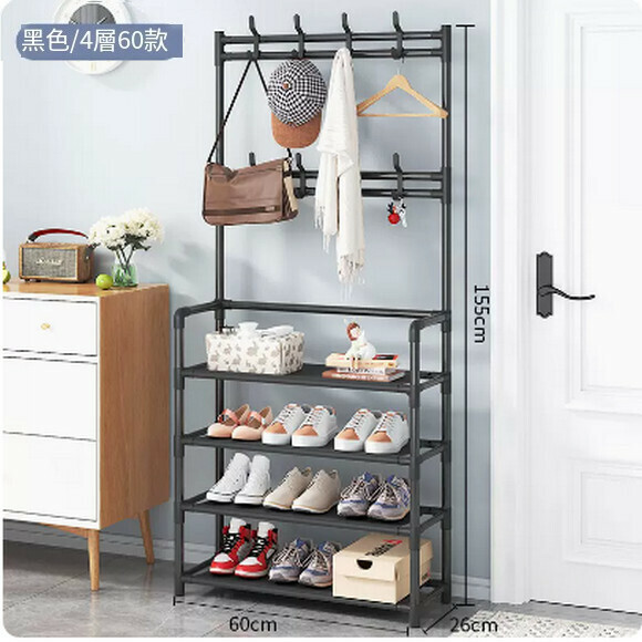 Hot recommended simple doorway indoor good-looking shoe rack household economical multi-layer shoe cabinet (black 4 layers 60 splicing model)