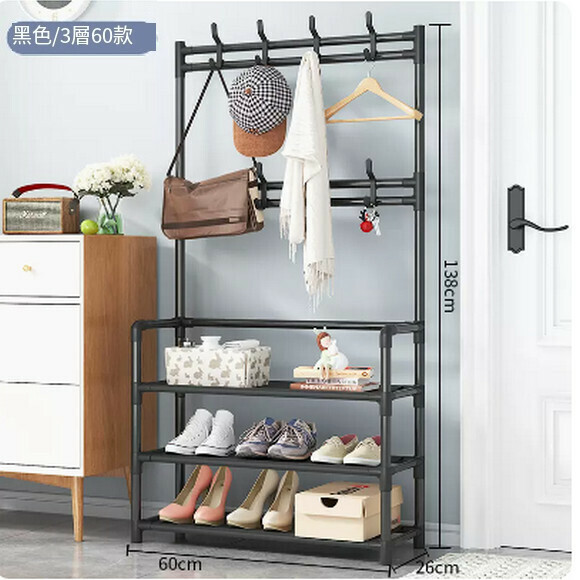 Hot recommended simple doorway indoor good-looking shoe rack household economical multi-layer shoe cabinet (black 3-layer 60 splicing model)