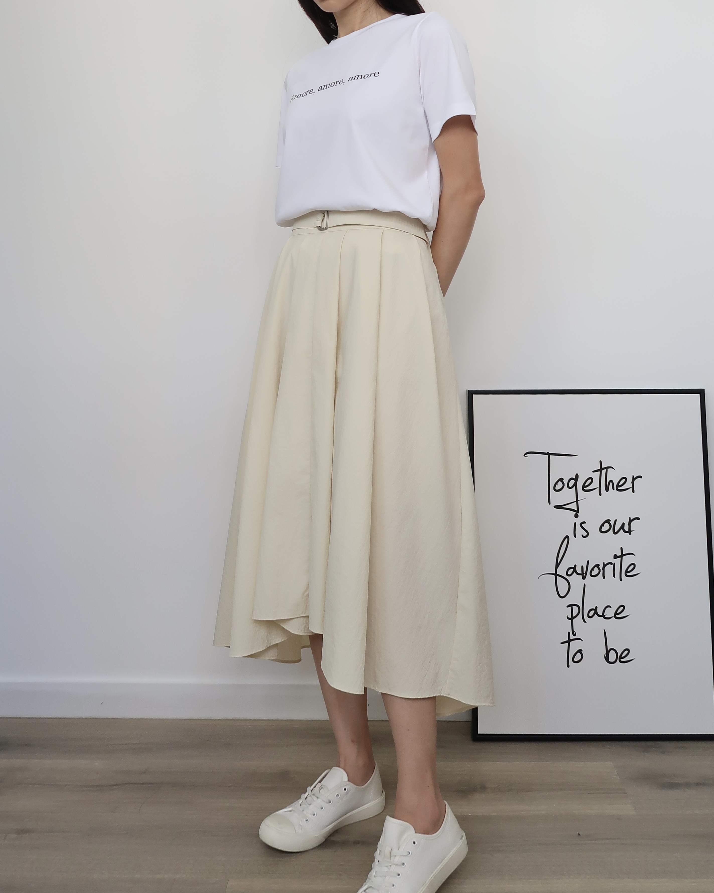 𝑺𝑨𝑳𝑬 摺布連腰帶中長裙