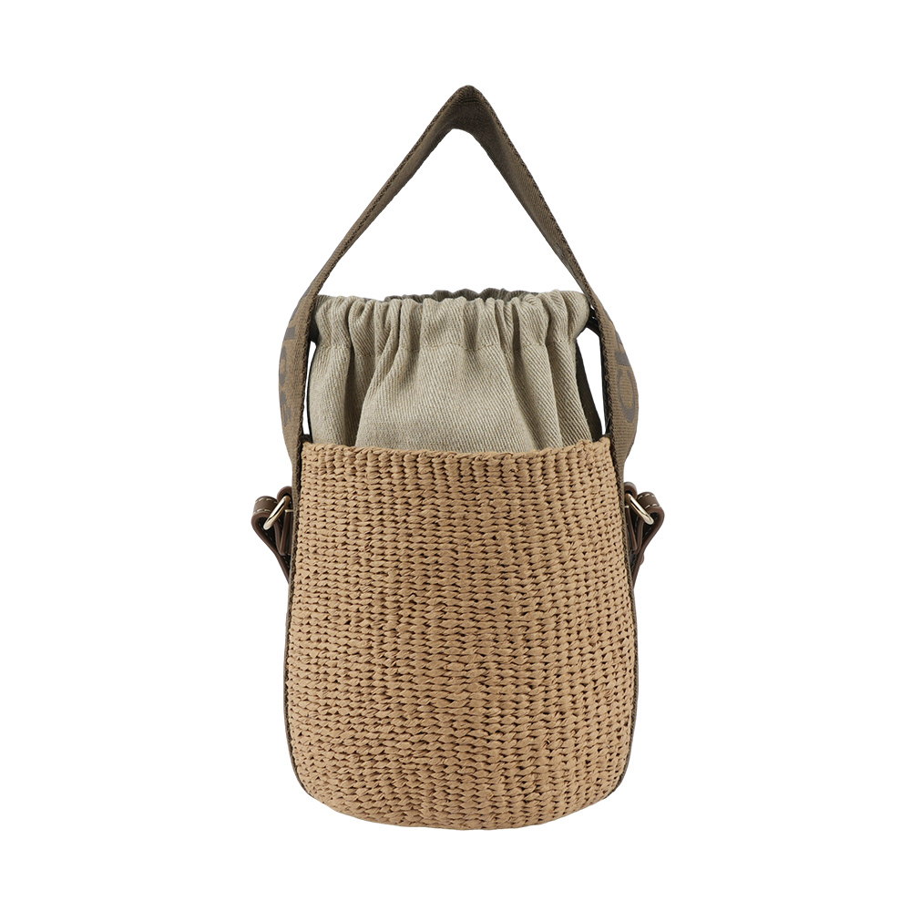 【CHLOE'】Woody 緞帶飾邊編織束口水桶包(深堅果色) CHC23AS381L18 29X