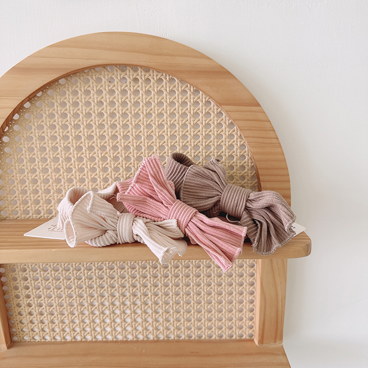 甜美坑條大蝴蝶結髮帶