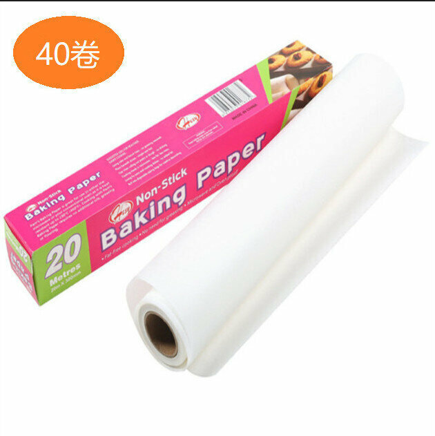New [40 rolls] food grade oil paper, silicon oil paper, baking paper, barbecue paper (white silicon oil paper 30cm*50 meters with metal serrations)