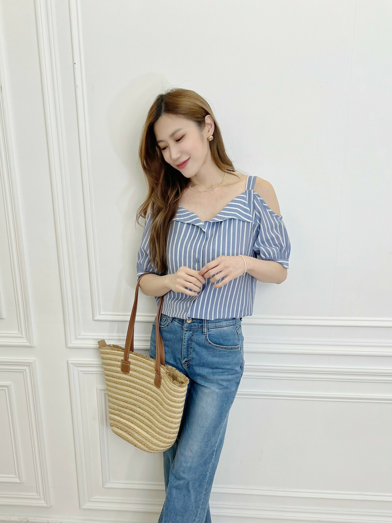 細肩帶條紋上衣