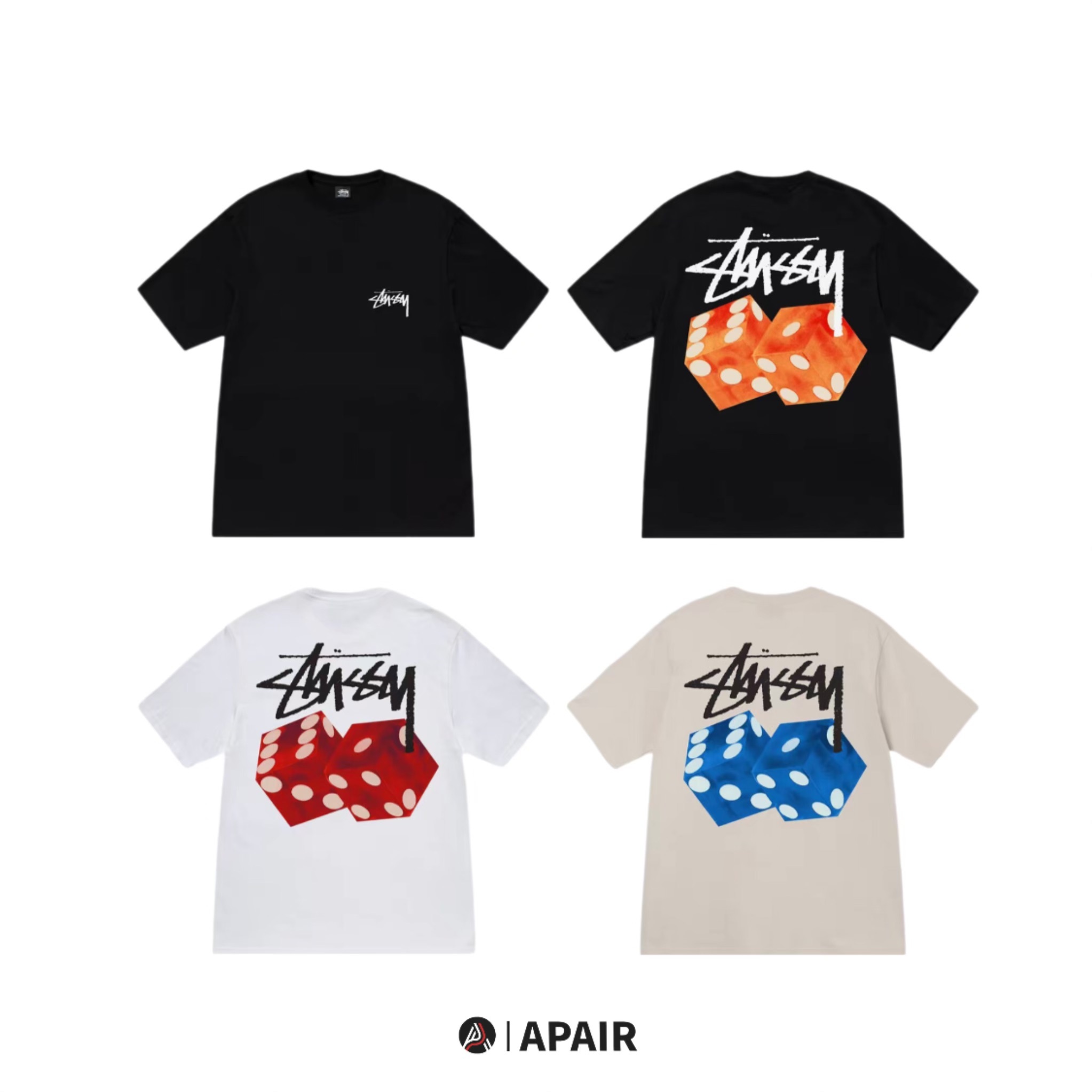 【APAIR】預購 Stussy SS23 DICED OUT TEE 骰子 印花短T 黑 白 卡其 三色