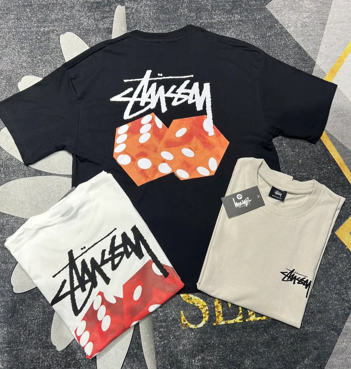 【APAIR】預購 Stussy SS23 DICED OUT TEE 骰子 印花短T 黑 白 卡其 三色