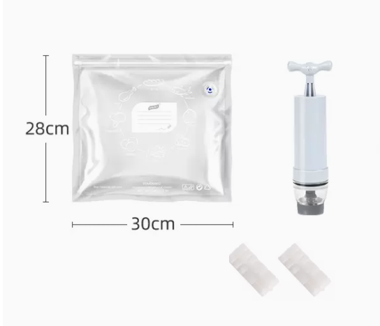 New style 10 vacuum compression bags food preservation bags with hand pump (large size) 30*28cm