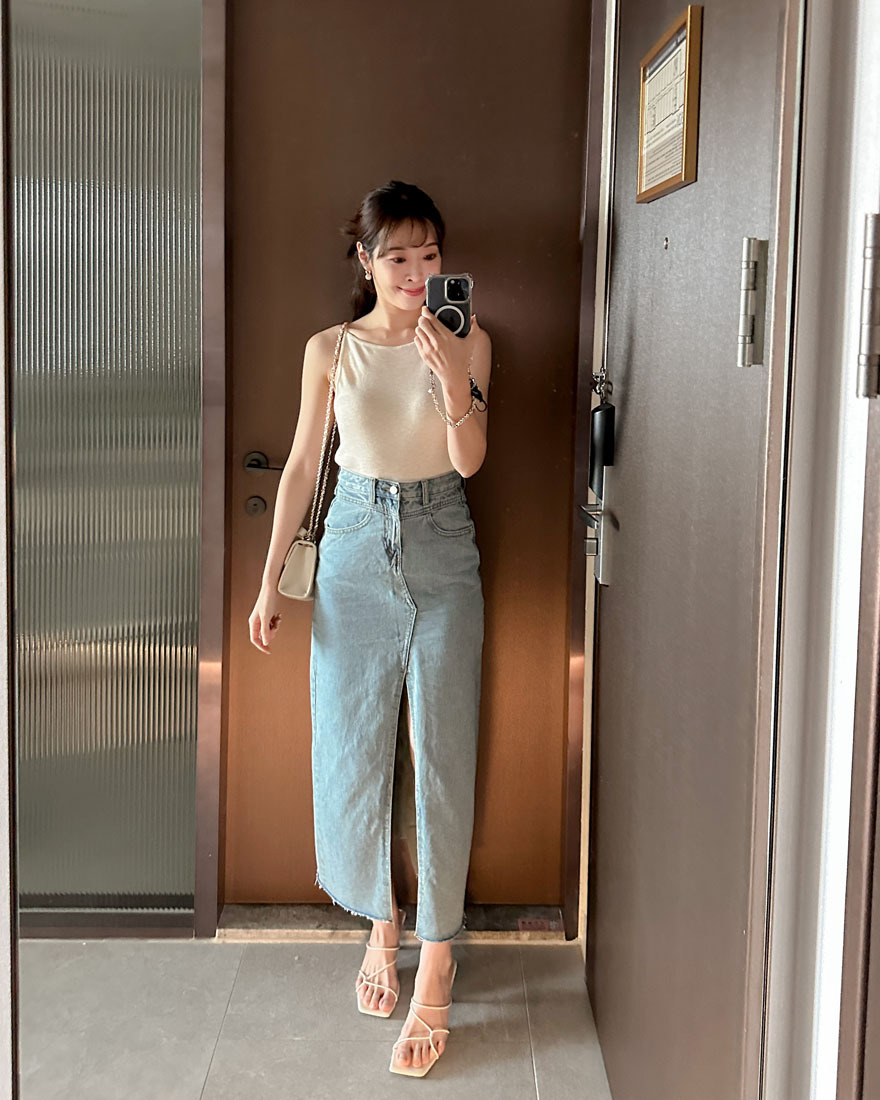 LINA LINA微醺調劑細肩帶親膚羊毛背心-奶油杏