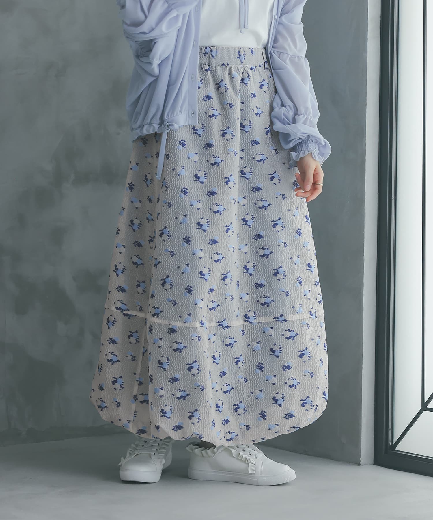 預購 - JP 花朵圖案透透氣球裙