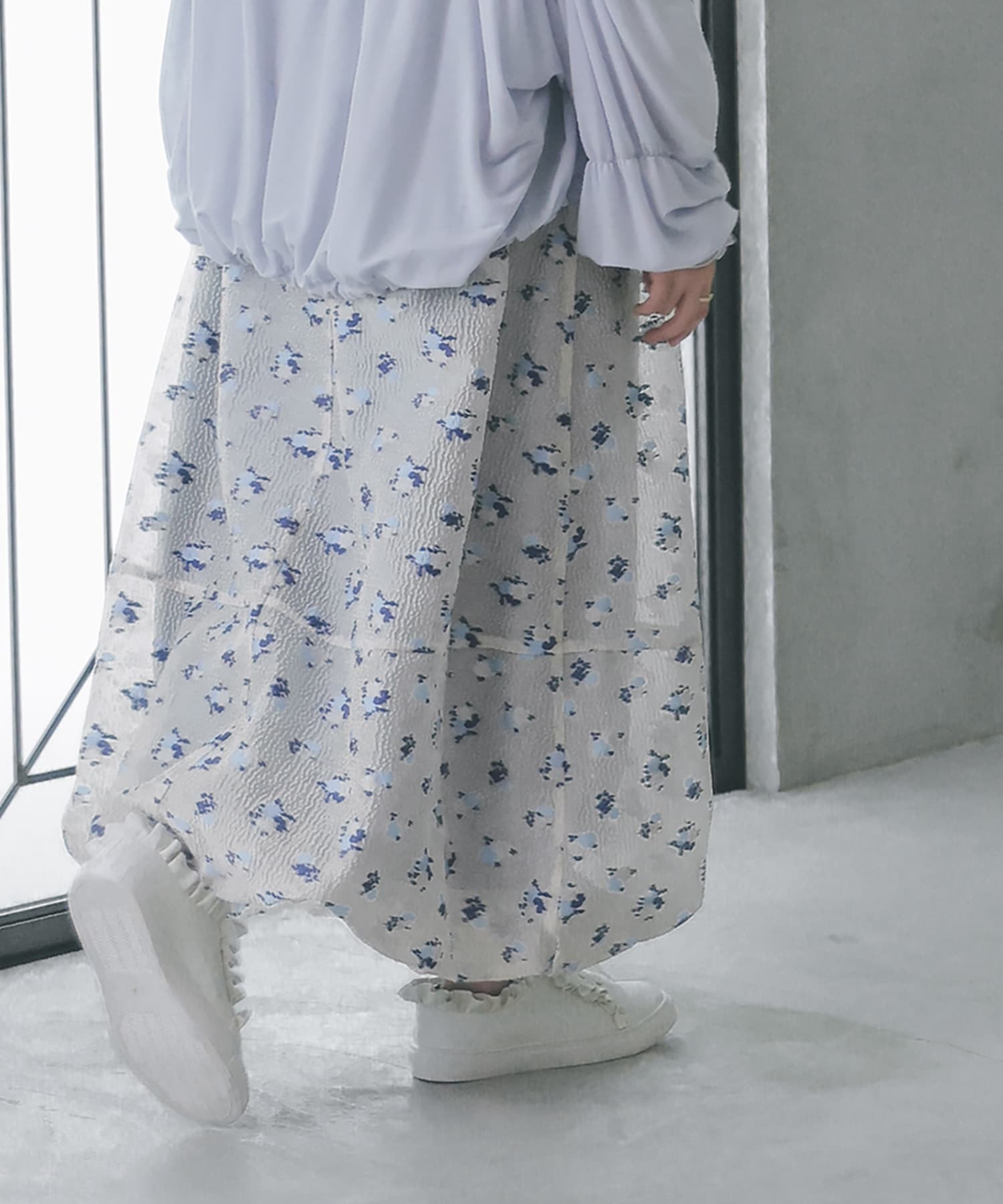 預購 - JP 花朵圖案透透氣球裙