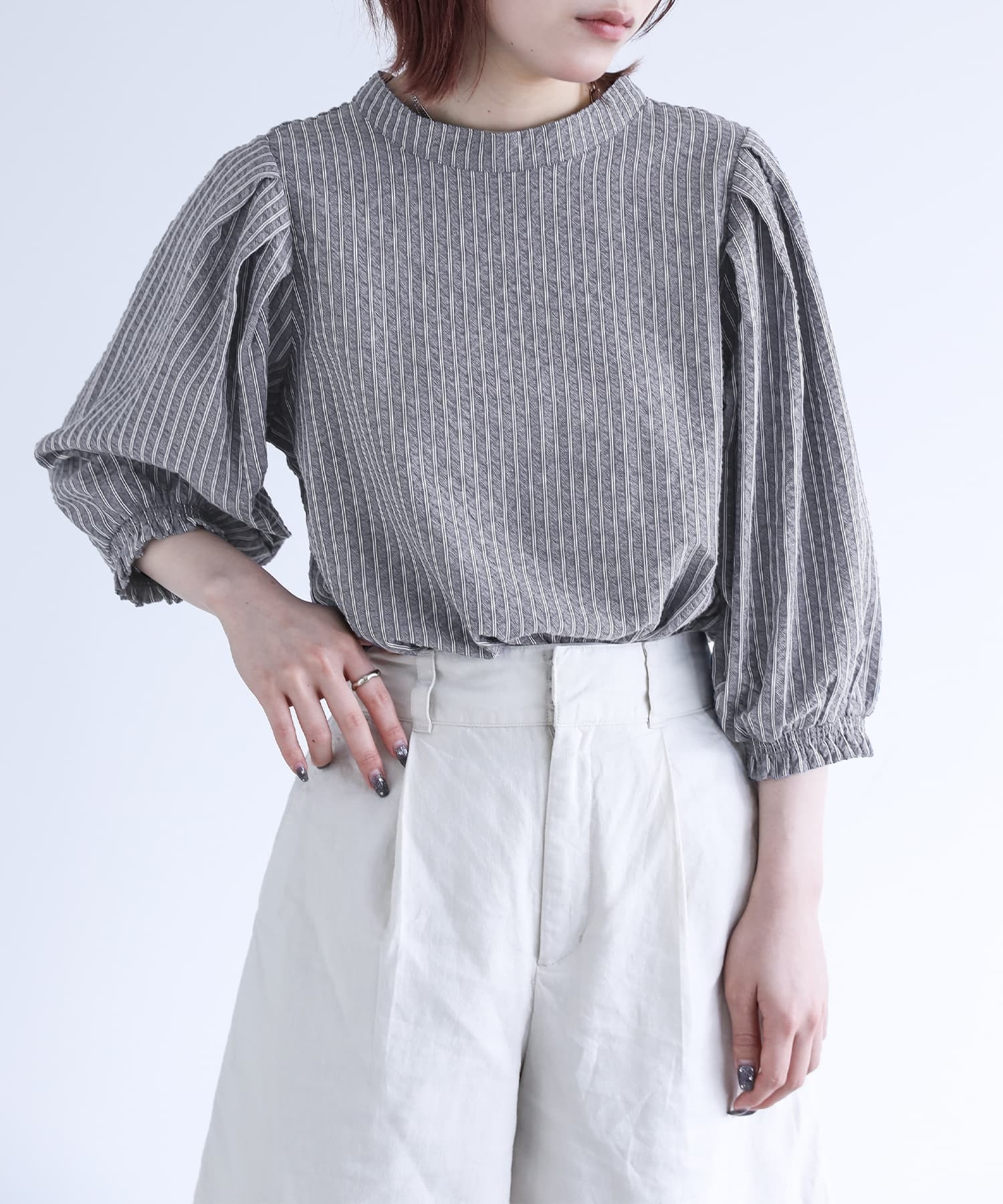 預購 - JP 條紋圖案寬袖Shirt