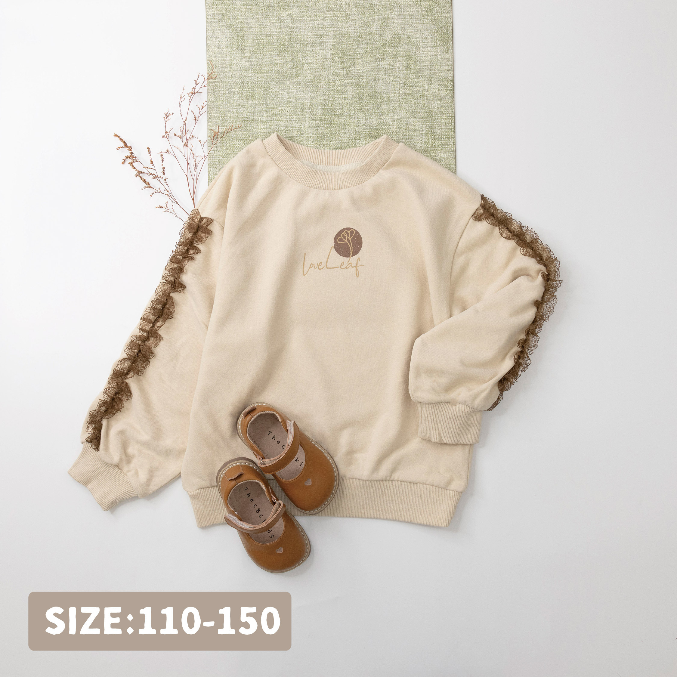 【H35755】質感小清新蕾絲袖造型上衣