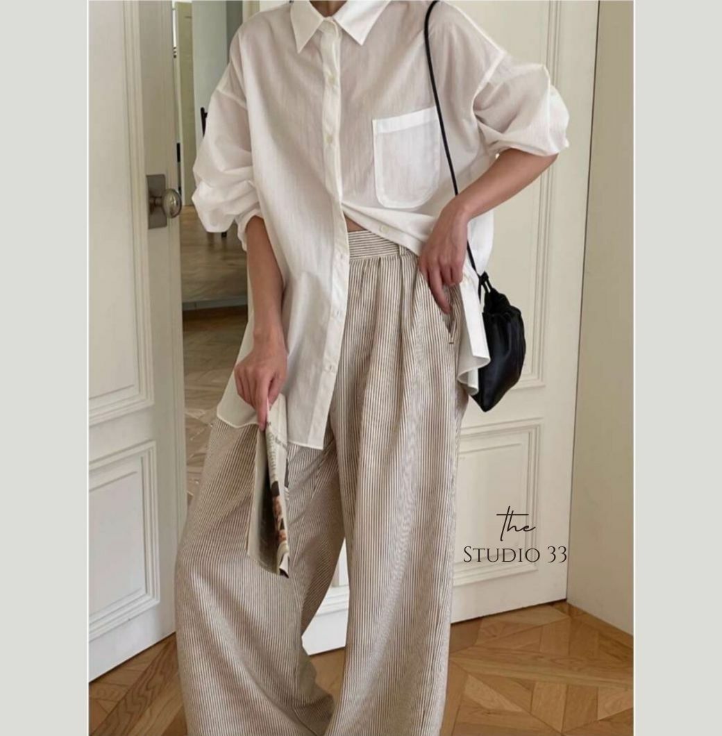 西裝打褶版闊腿長褲