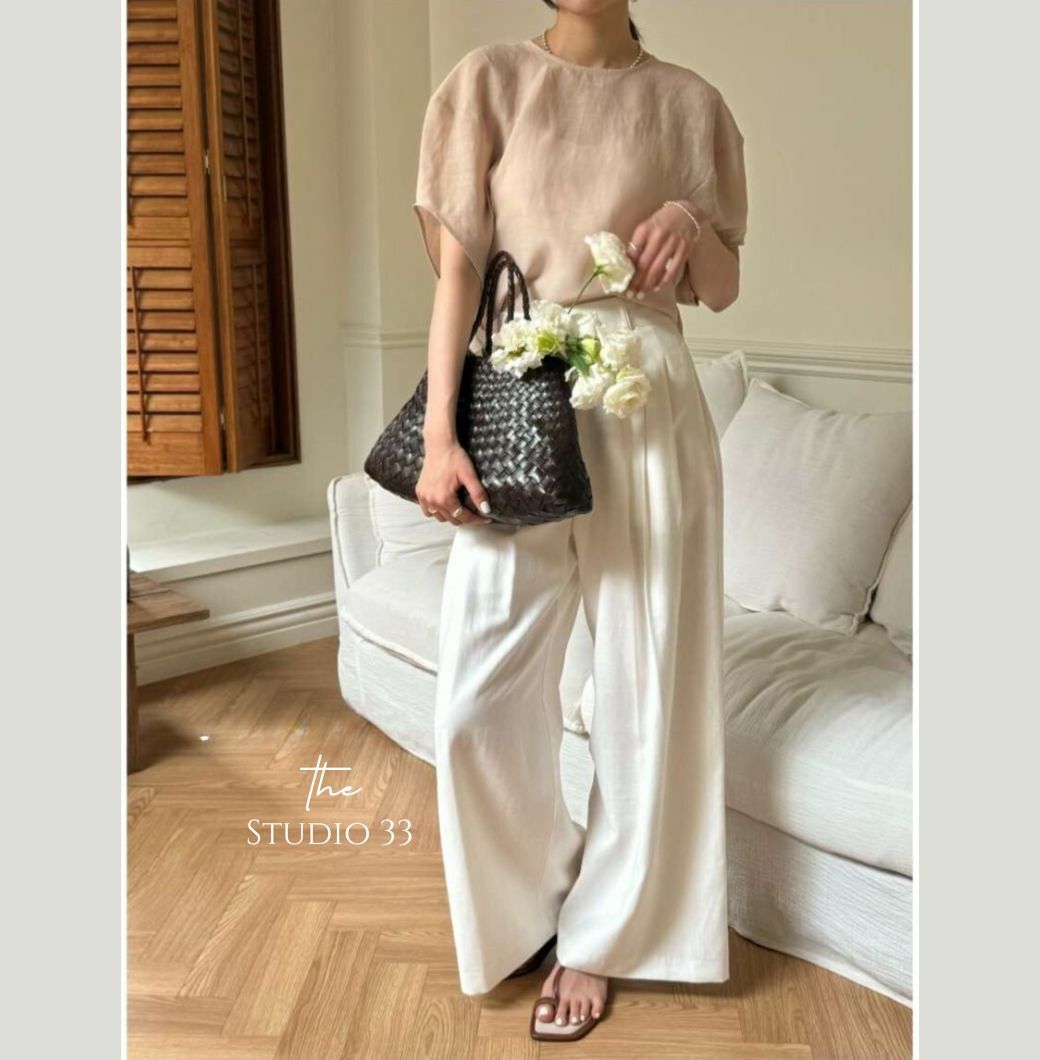 西裝打褶版闊腿長褲