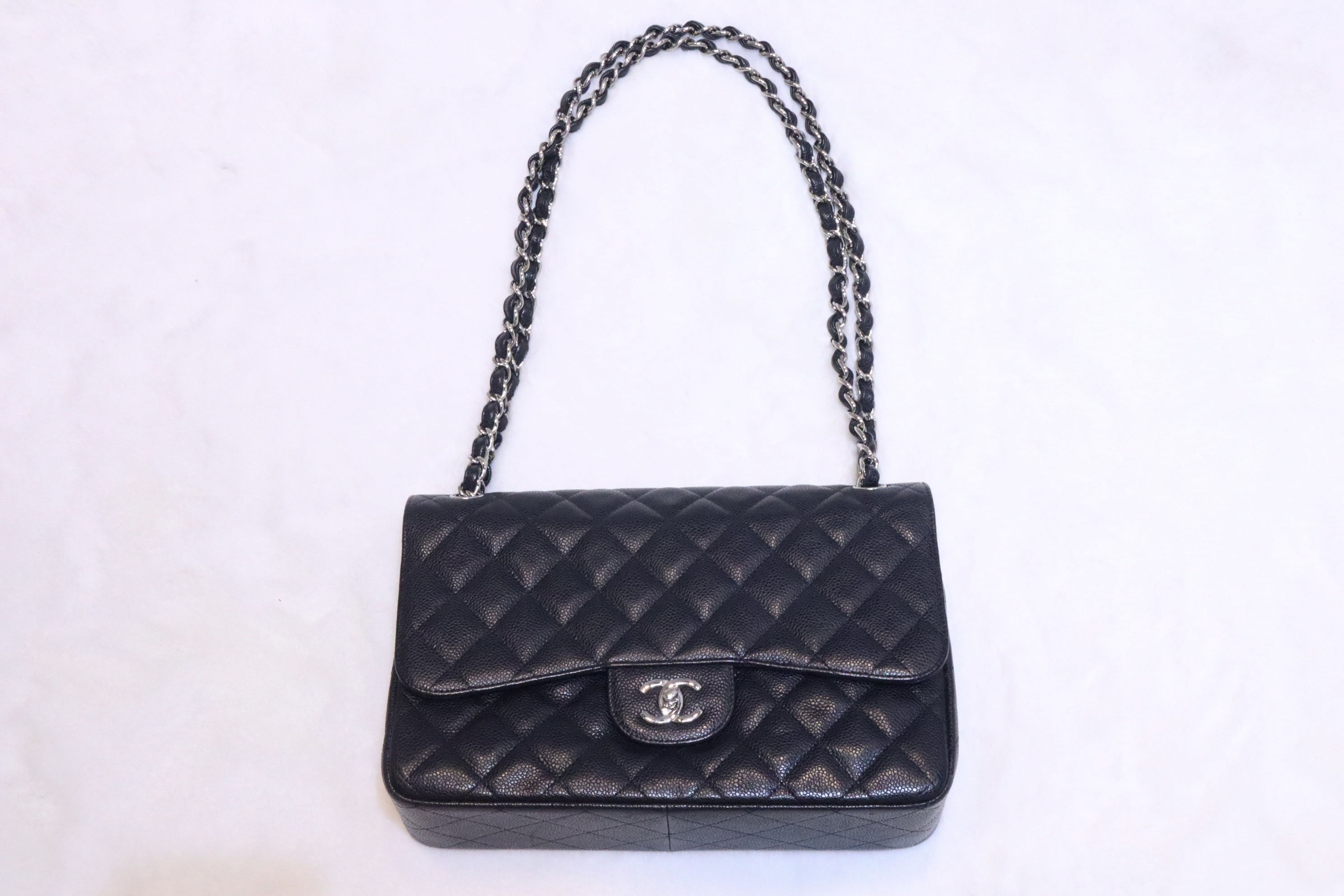 Chanel CF30 黑色魚子醬 銀扣 ✨