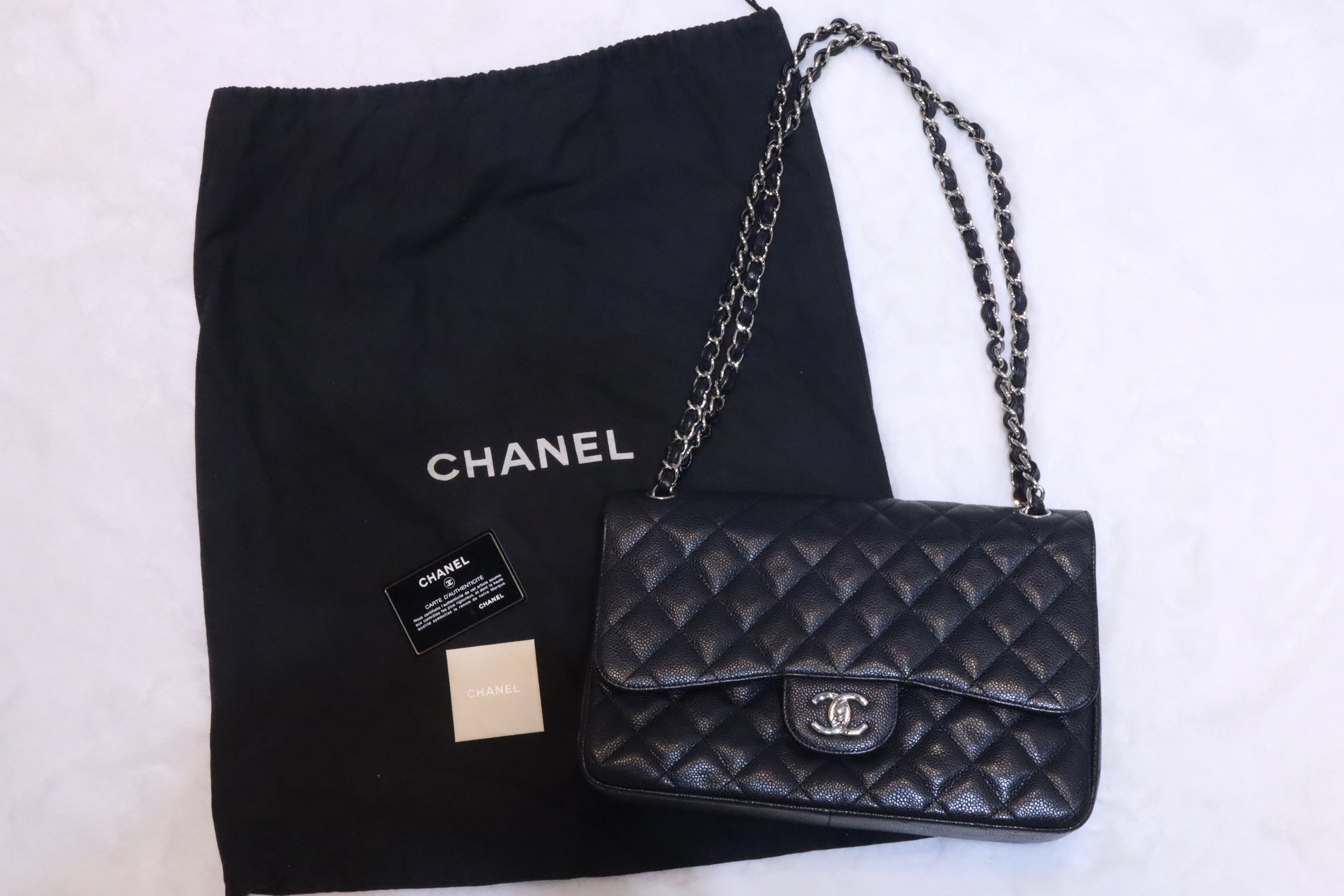 Chanel CF30 黑色魚子醬 銀扣 ✨