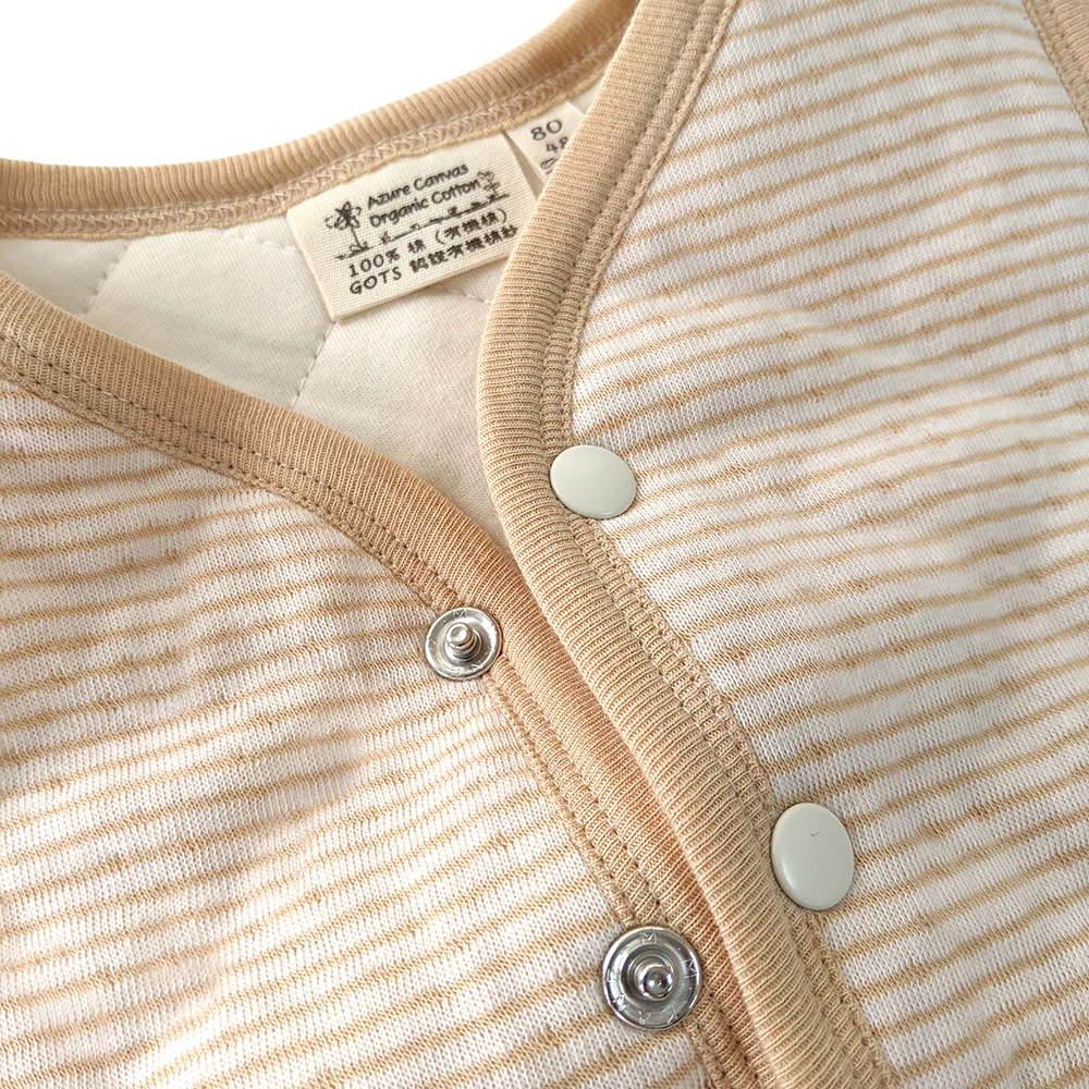 有機棉幼兒雙層彩鋪棉背心-褐條| 藍天畫布有機棉