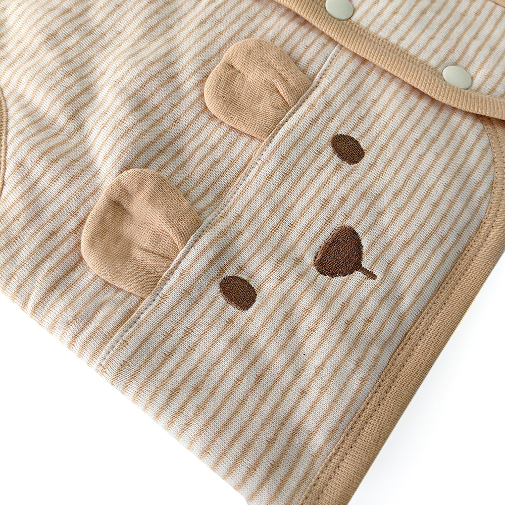 有機棉幼兒雙層彩鋪棉背心-褐條| 藍天畫布有機棉