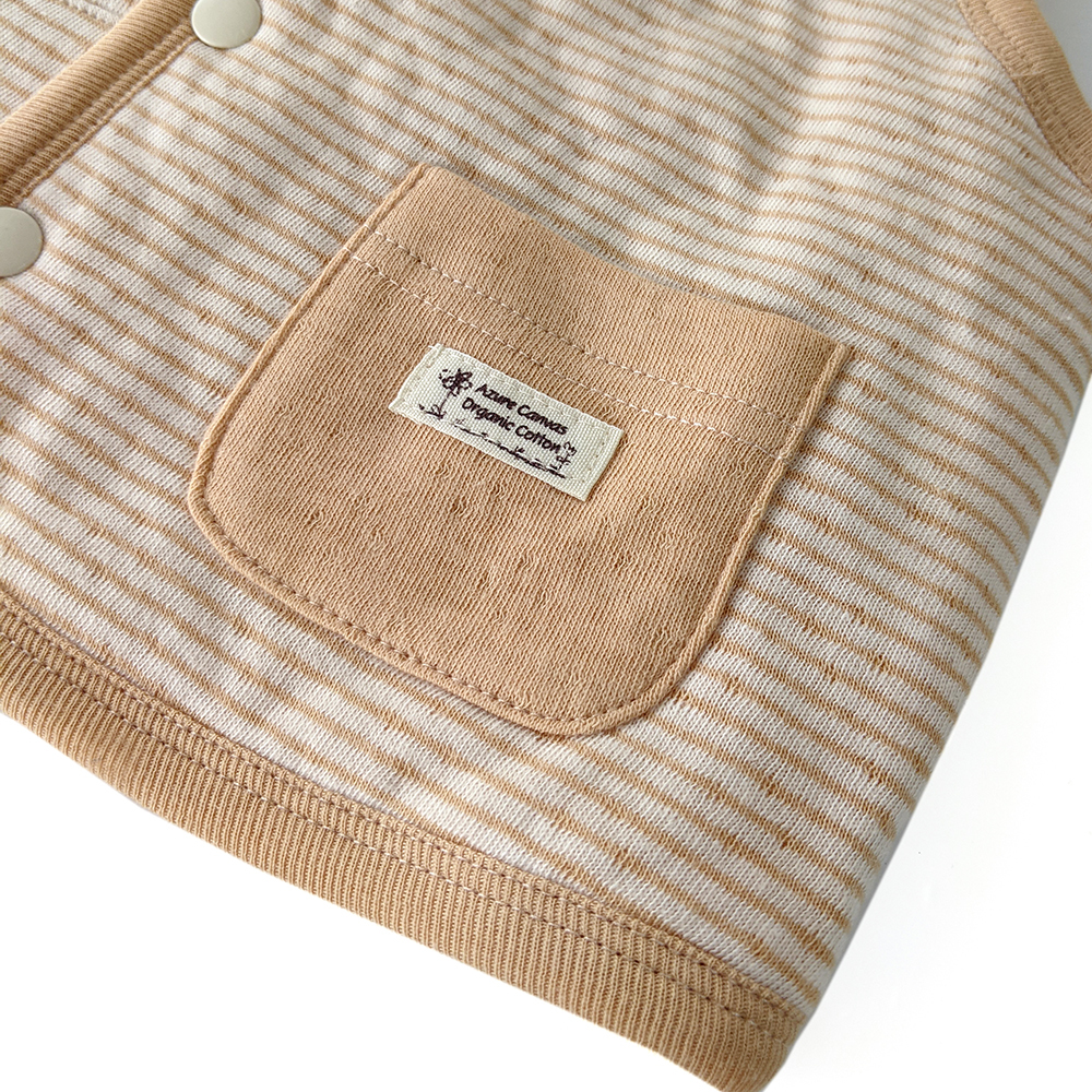 有機棉幼兒雙層彩鋪棉背心-褐條| 藍天畫布有機棉