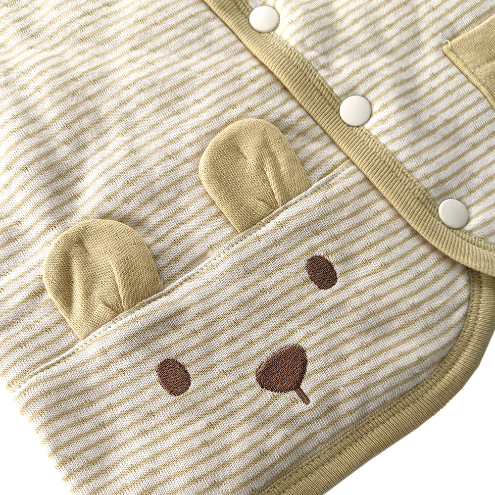 有機棉幼兒雙層彩鋪棉背心-綠條 | 藍天畫布有機棉