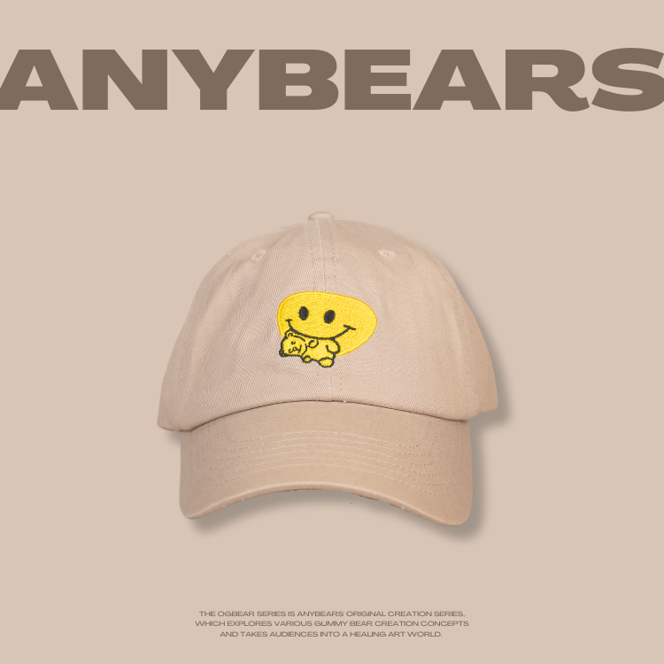 ANYBEARS®Smiley Face Eaats Bear Dad Cap 黃臉熊 老帽