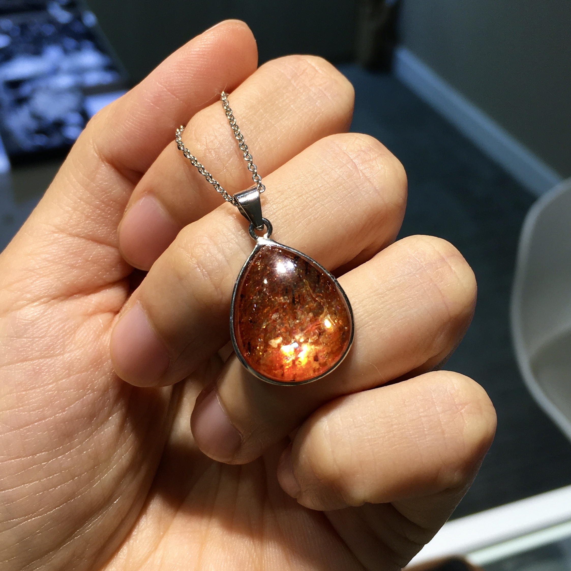 金草莓純銀吊墜配合金銀鏈 (1)