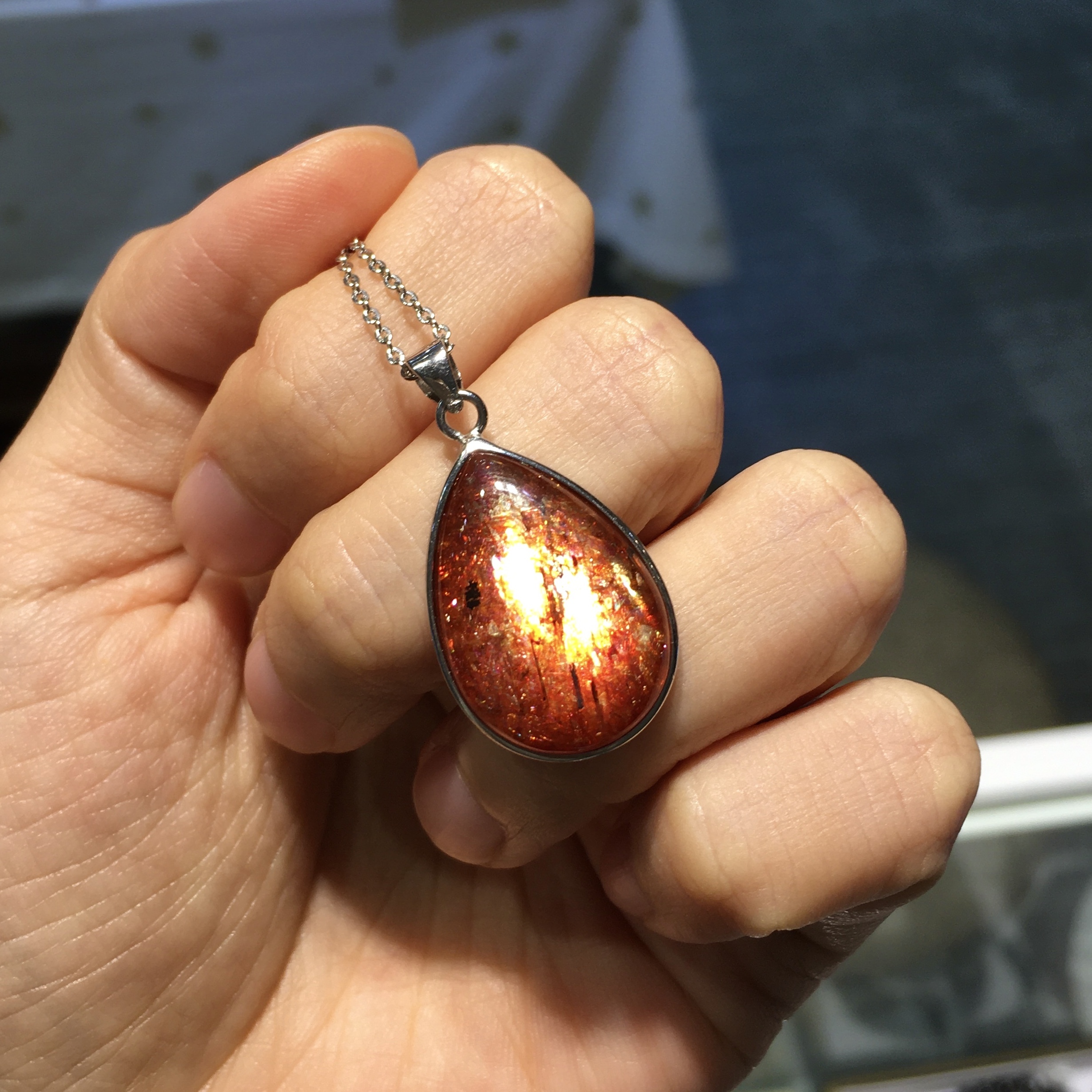 金草莓純銀吊墜配合金銀鏈 (2)