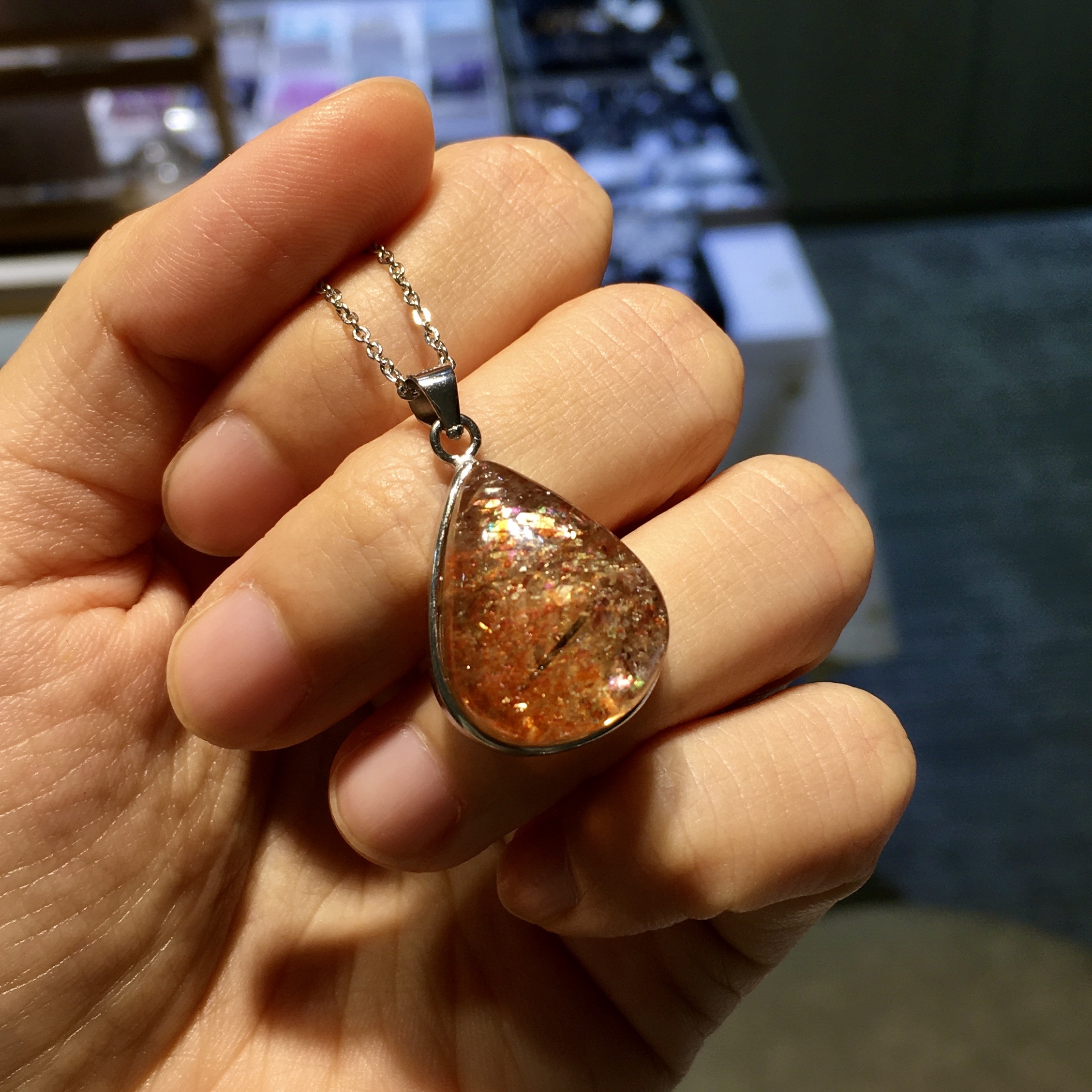 金草莓純銀吊墜配合金銀鏈 (13)