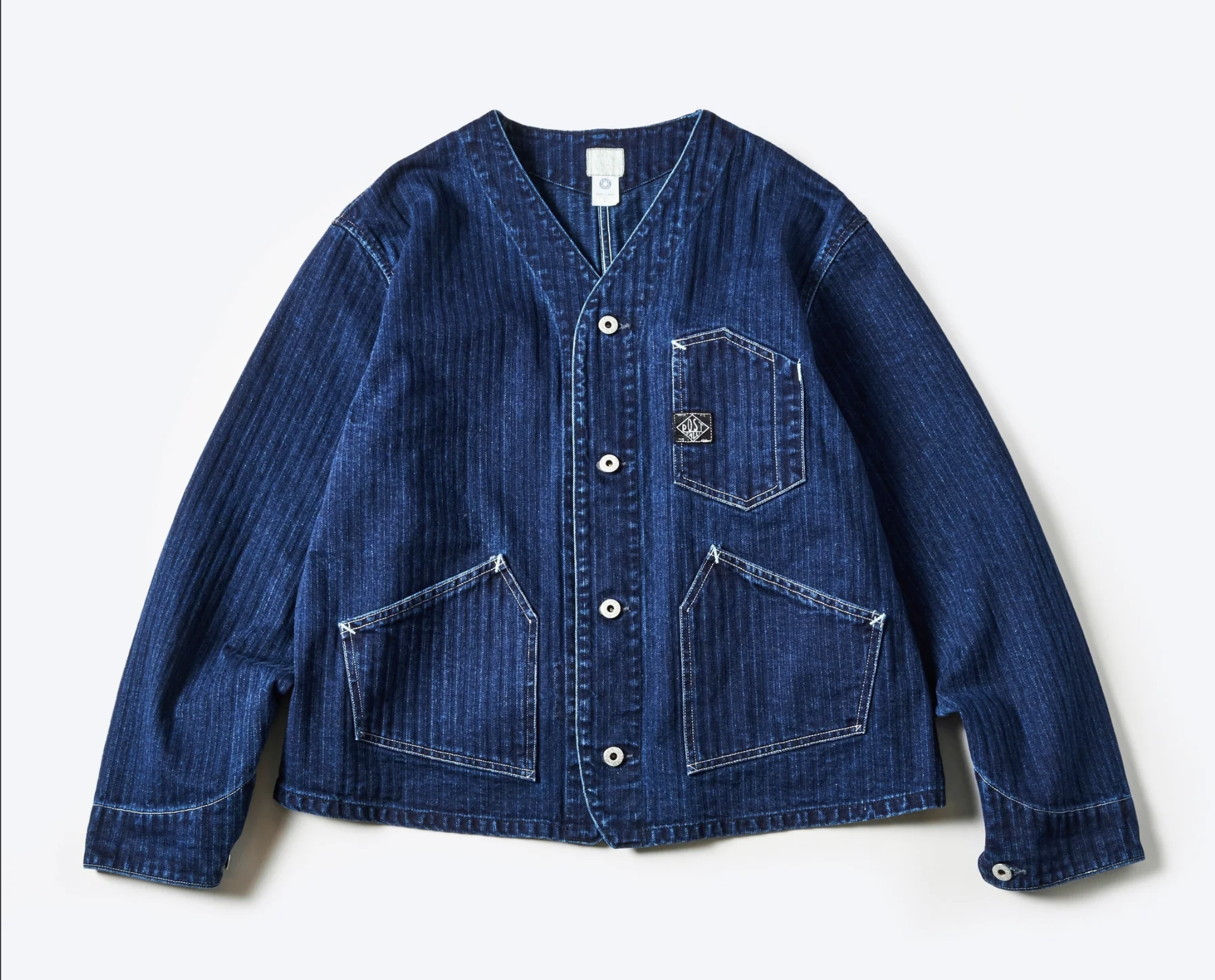 Post O'Alls #1104-HBI Stoker's Jacket : herringbone denim double indigo