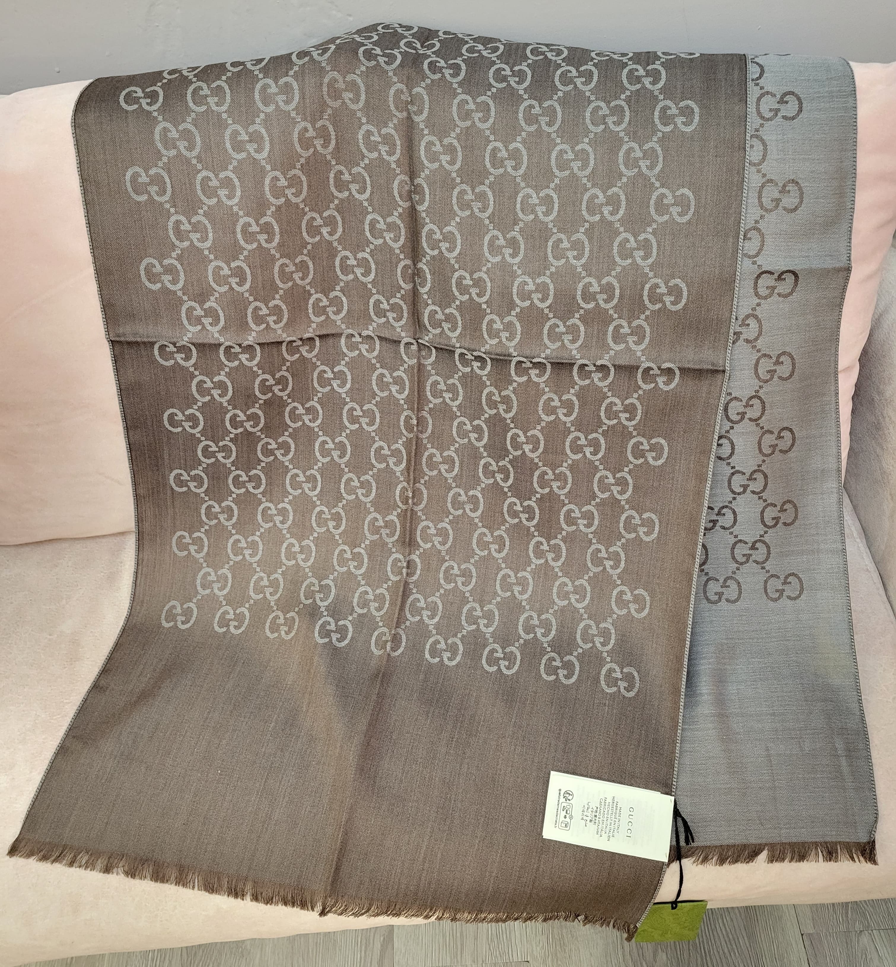 GUCCI SCARF 165904  GREY/BROWN  45X180 G004