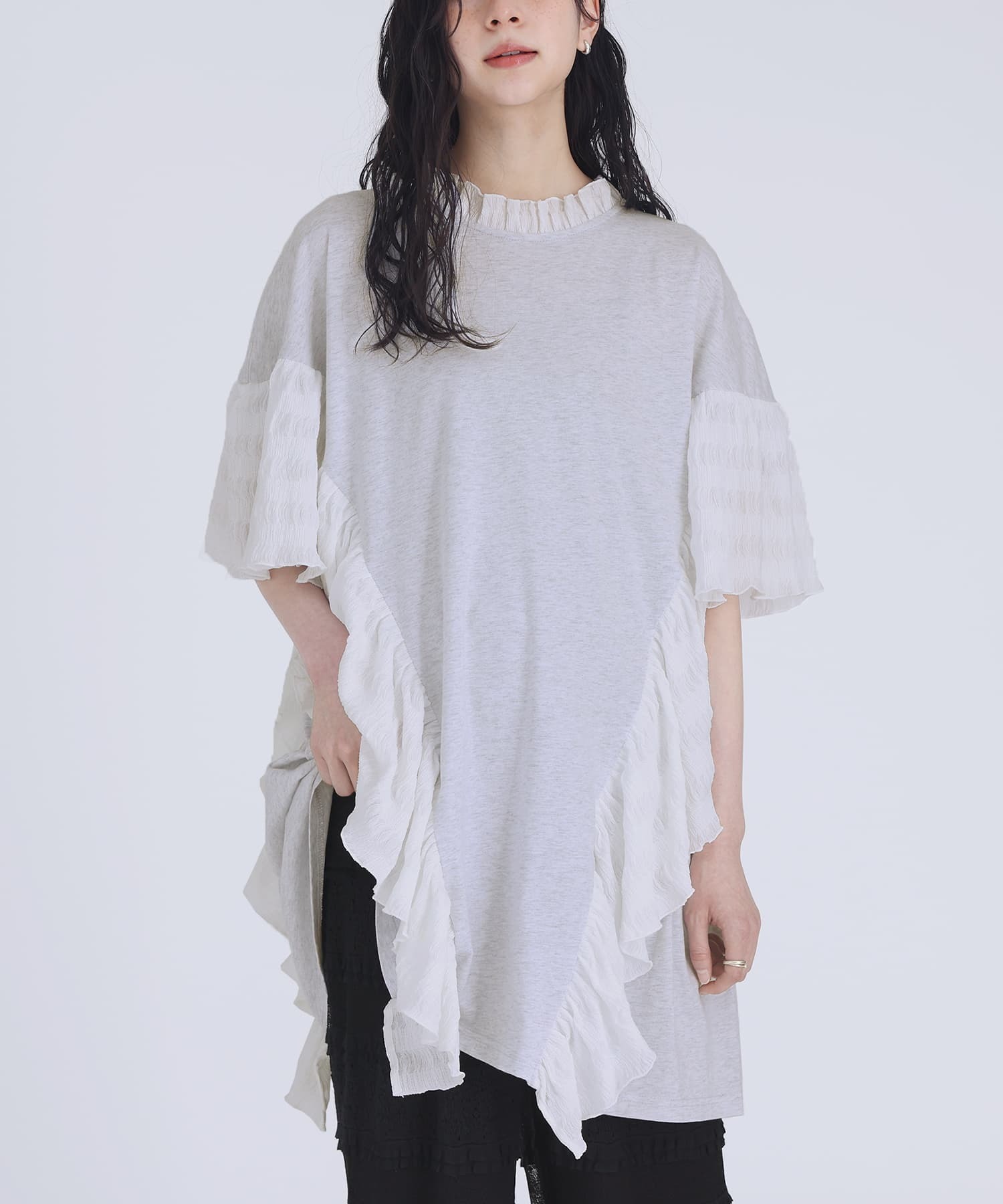 預購 - JP 拼布褶邊設計Top