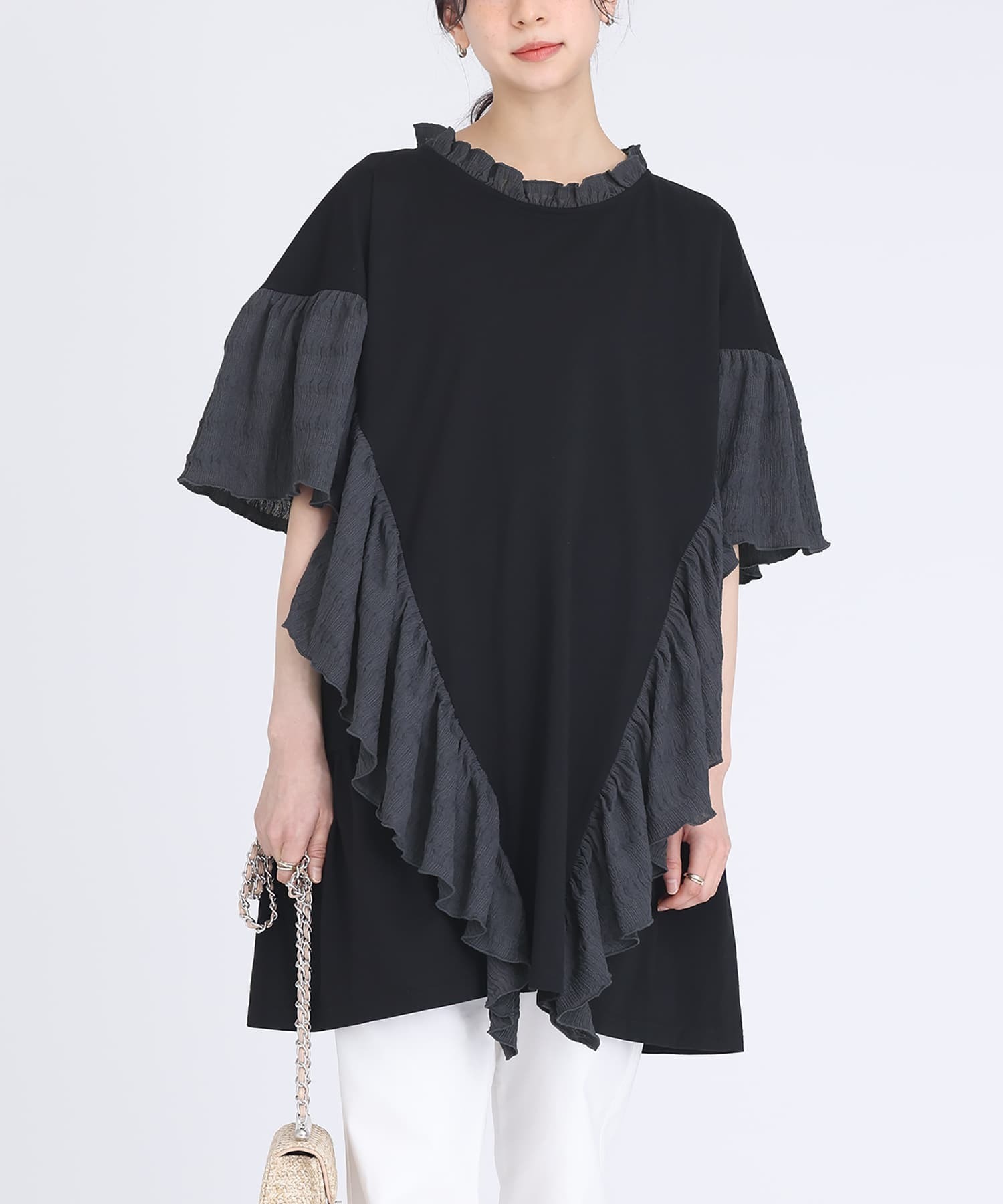 預購 - JP 拼布褶邊設計Top