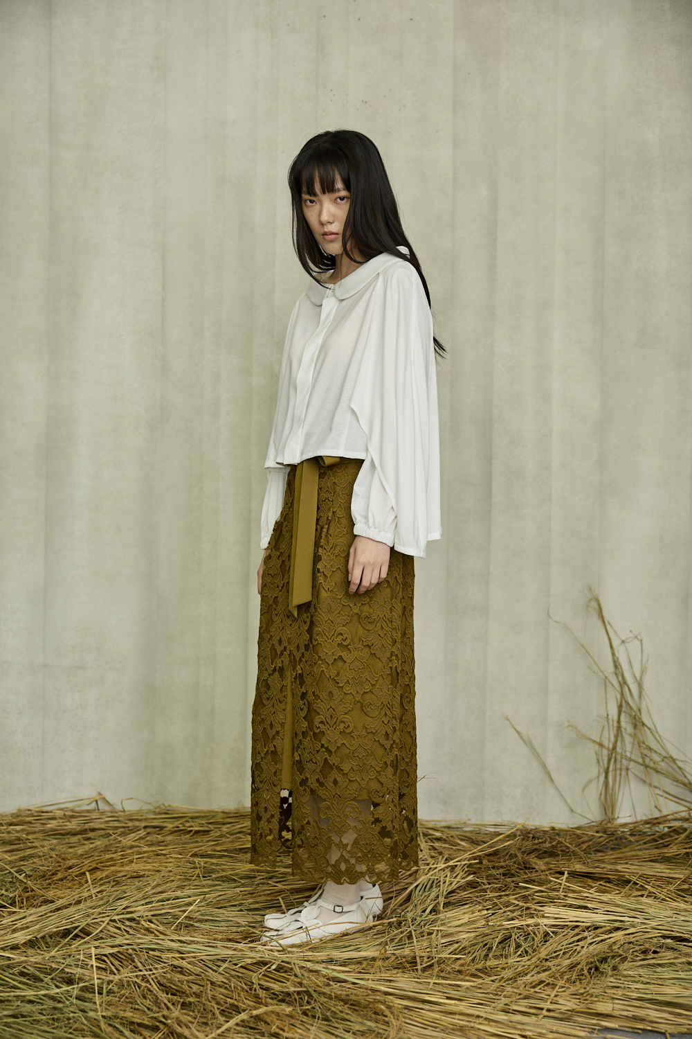 一字領披肩襯衫