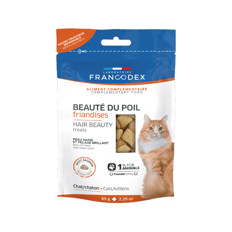 Francodex 貓小食．美毛配方 三文魚味65g