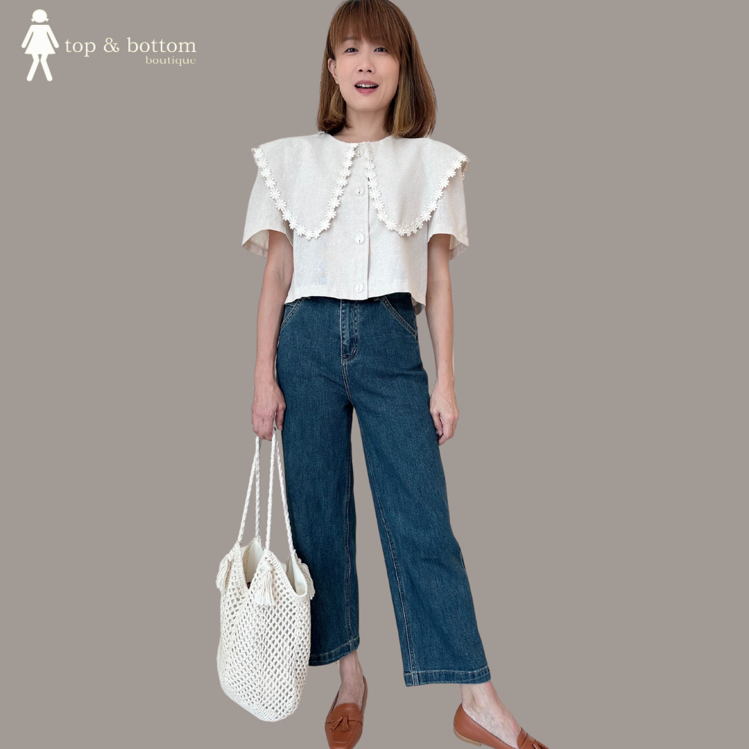 DENIM STRAIGHT CUT ANKLE JEANS