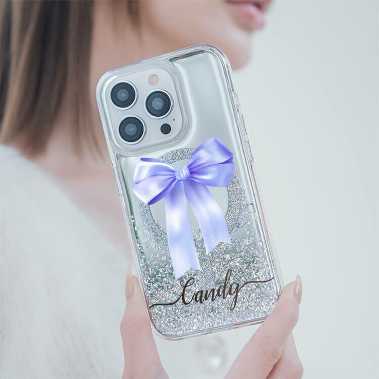 蝴蝶結緞帶(紫) 閃耀鏡面殼 (MagSafe磁吸) - iPhone防摔手機殼