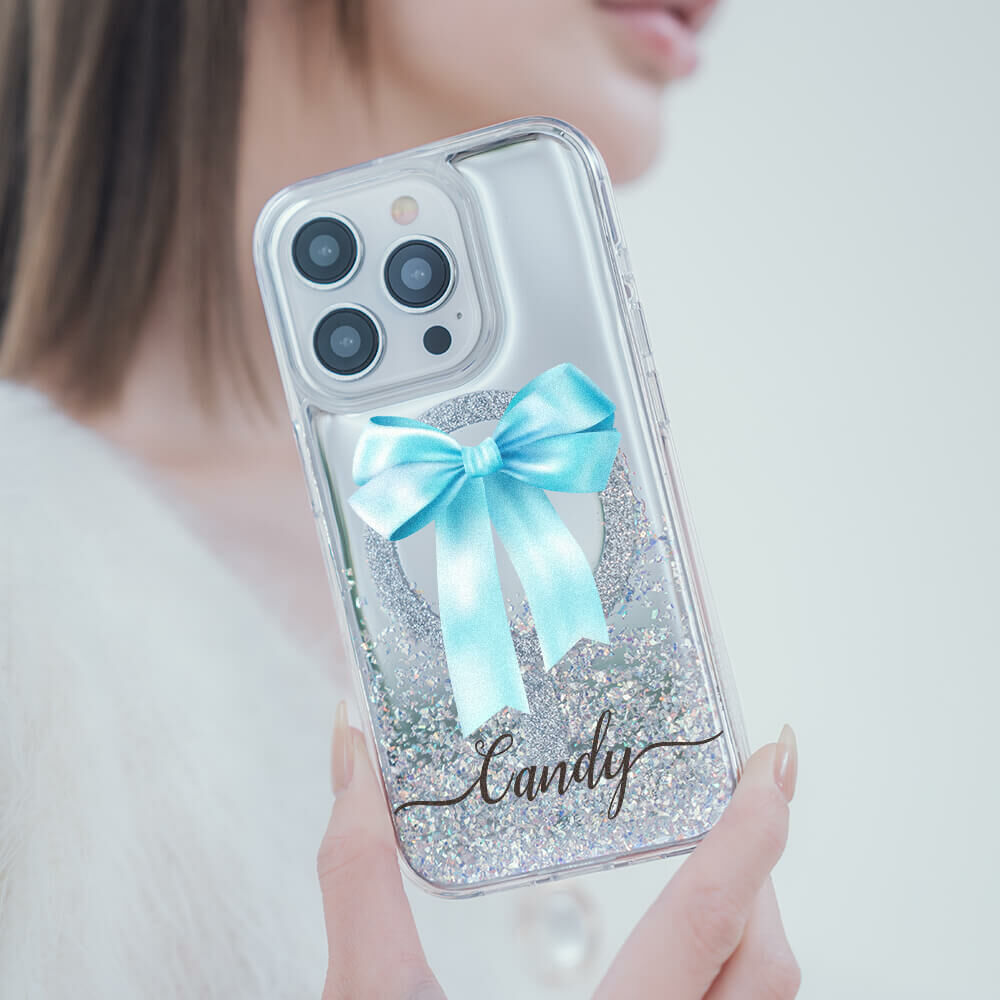 蝴蝶結緞帶(芬尼藍) 閃耀鏡面殼 (MagSafe磁吸) - iPhone防摔手機殼