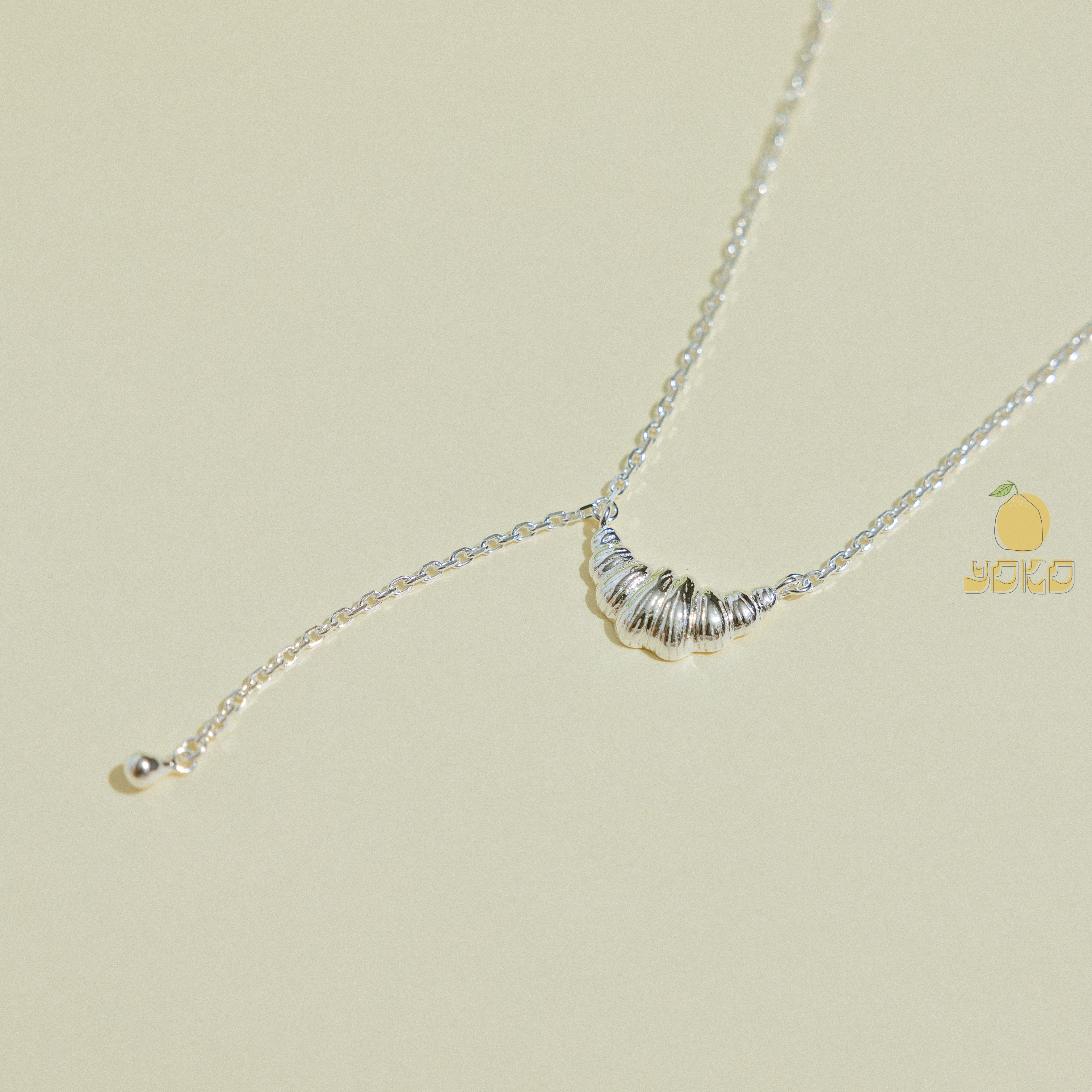 YOKO - 925銀牛角麵包項鍊