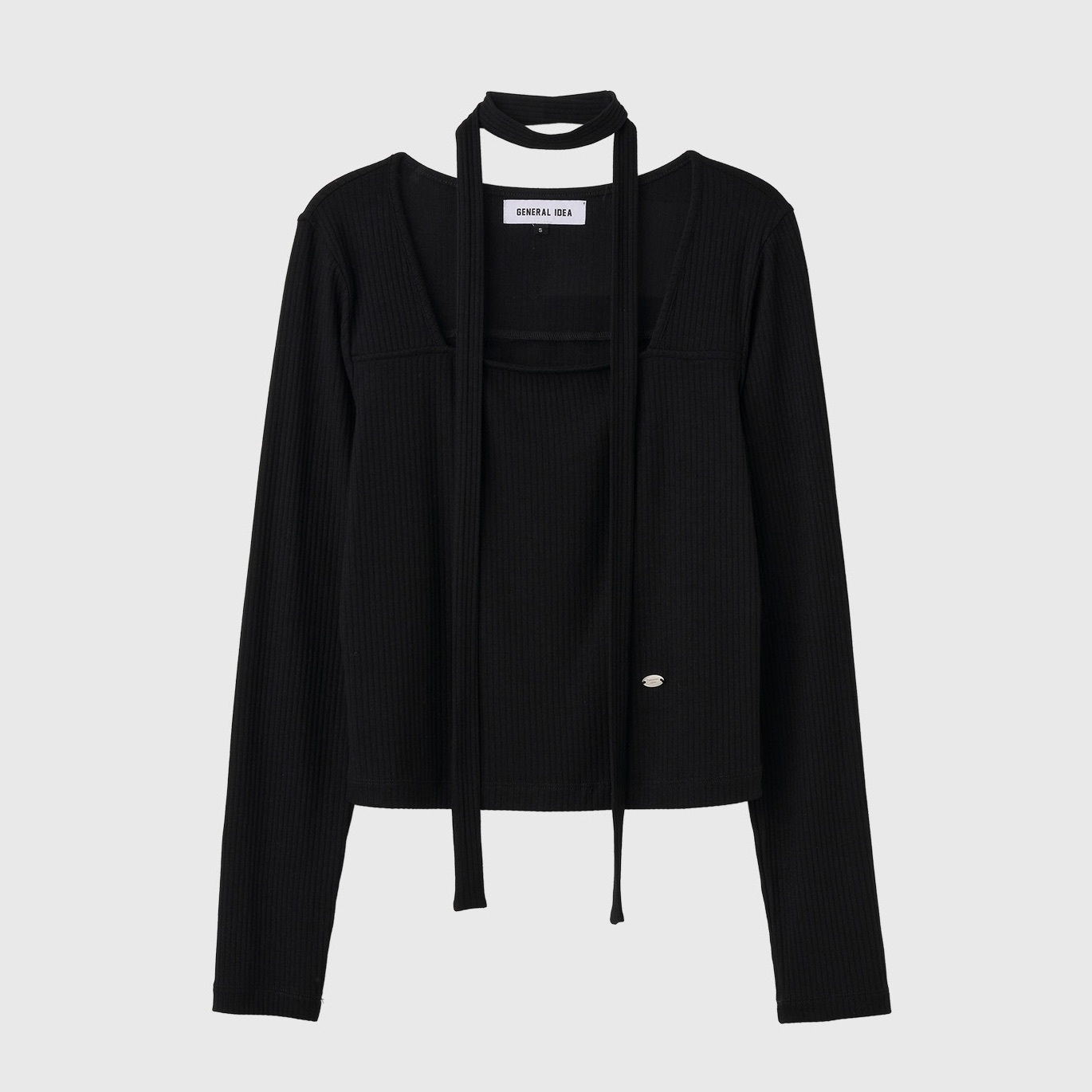 [GENERAL IDEA] SCARF LAYERED SQUARE NECK PULLOVER