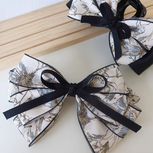 [2 FOR RM10] Chanel-Inspired Vintage Pattern Ribbon Hair Clip