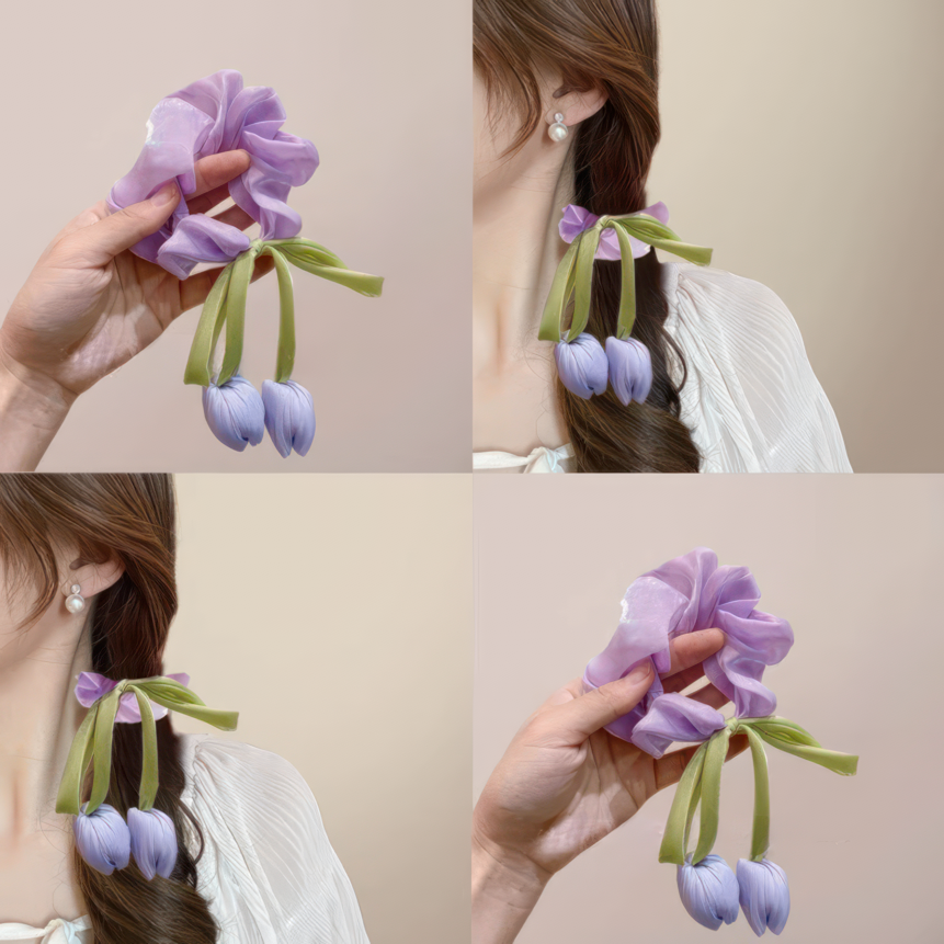 [2 FOR RM10] Fresh Sweet Tulip Long Ribbon Scrunchie