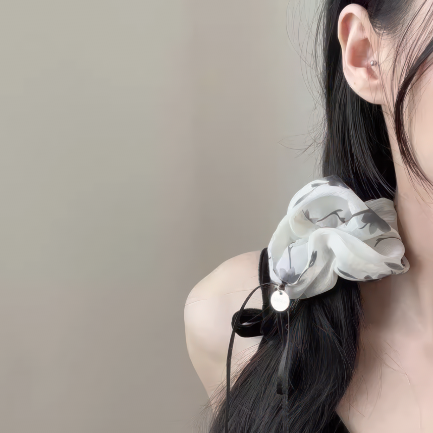 [2 FOR RM10] Ink Painting Ribbon Net Yarn Scrunchie