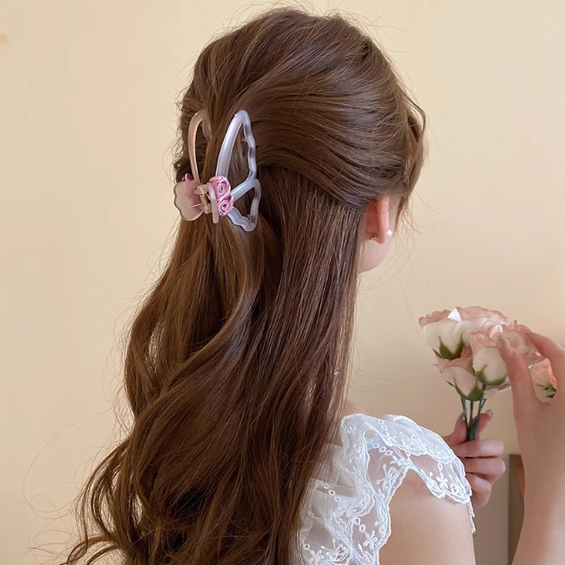 [2 FOR RM10] Elegant Rose Butterfly Matte Hair Claw